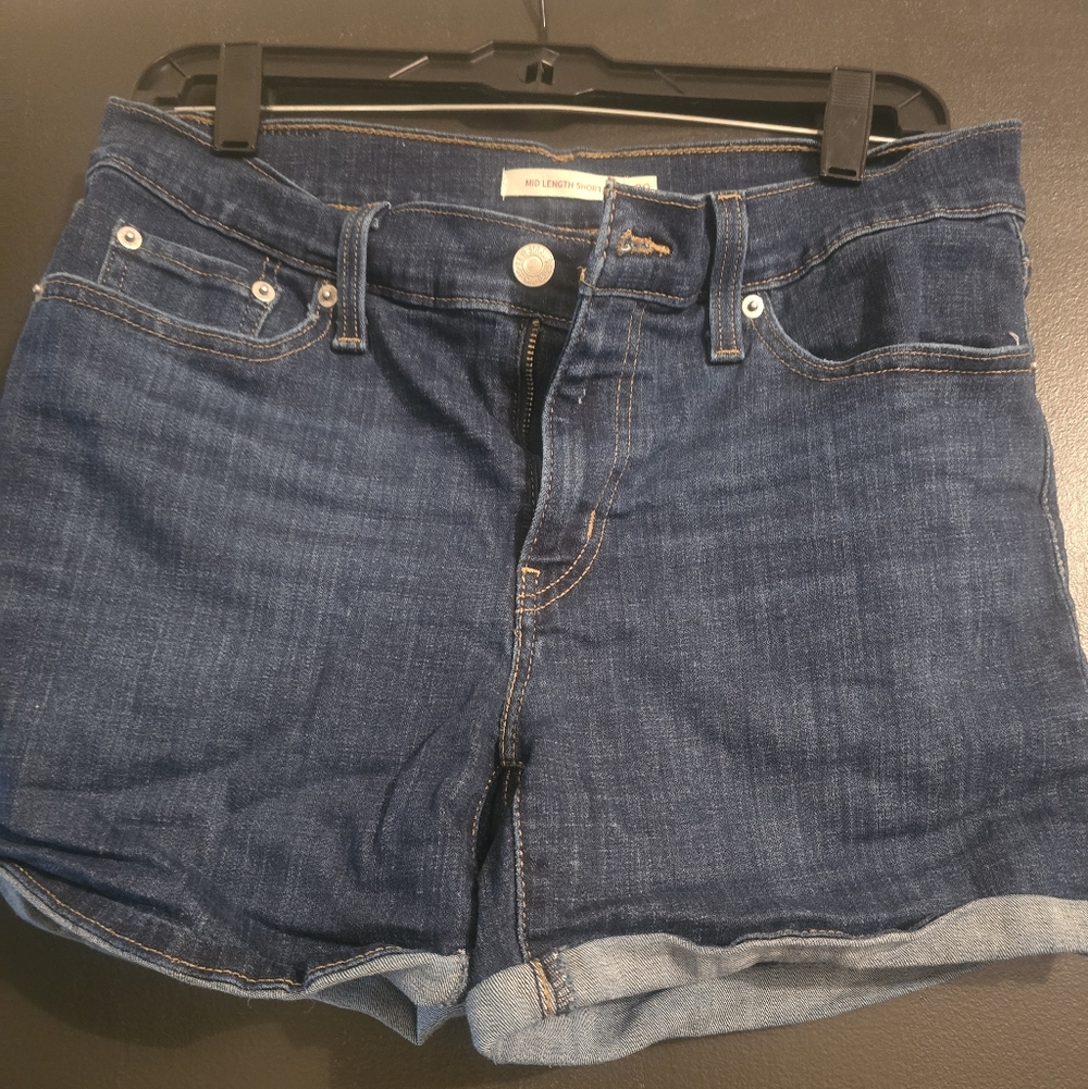 Levi's Dark Blue Denim Rolled-Hem Women's Shorts